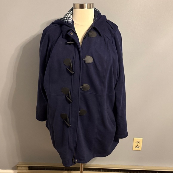 torrid Jackets & Blazers - torrid Navy Hooded Toggle Pea Coat